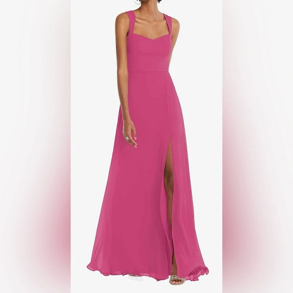 After Six 1558 CONTOURED WIDE STRAP SWEETHEART MAXI DRESS IN TEA ROSE
